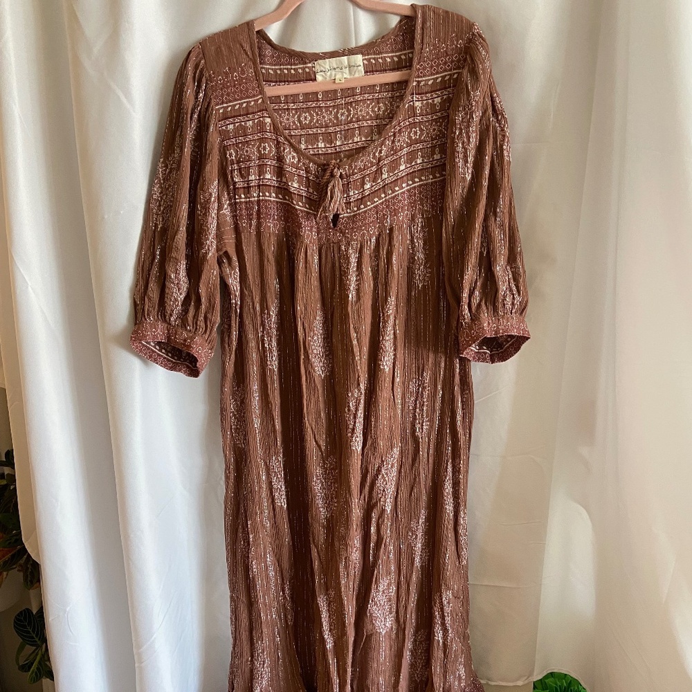 Daughters of India Brown Metallic Maxi Dress